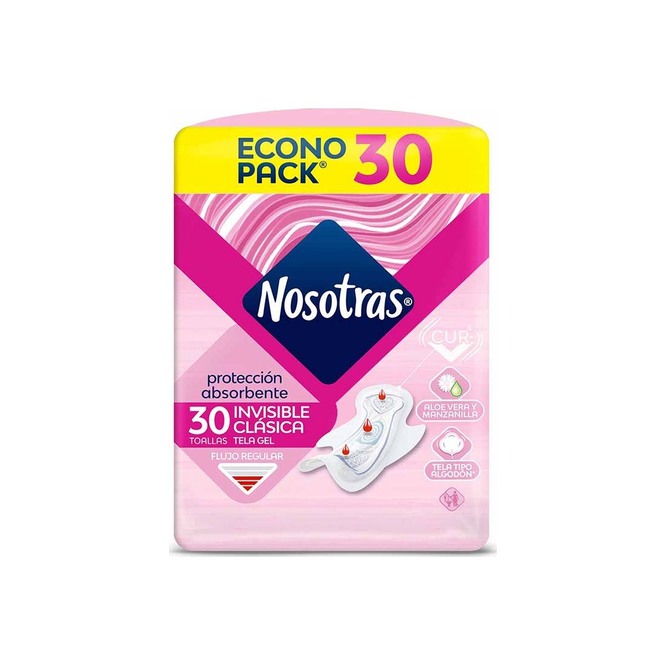 Toallas femeninas invisible clásica Nosotras 30 unidades
