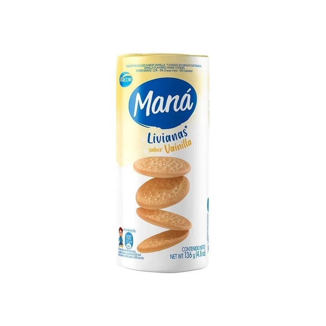 Galletitas livianas sabor vainilla Mana 136 gramos