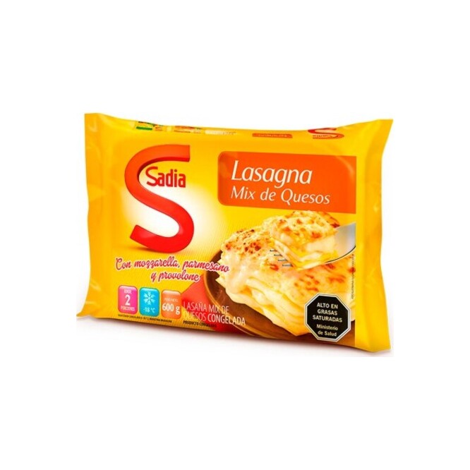 Lasaña mix de quesos congelados Sadia 600 gramos