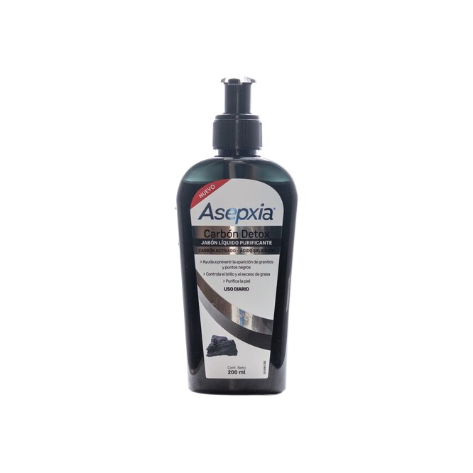 Jabón liquido carbón détox purificante Asepxia 200 ml