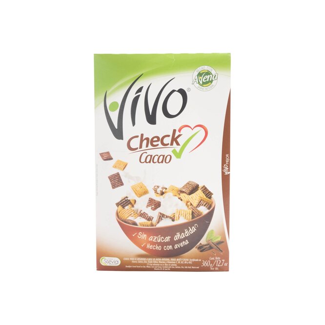 Cereal de avena integral con cacao en caja Vivo 360 gramos