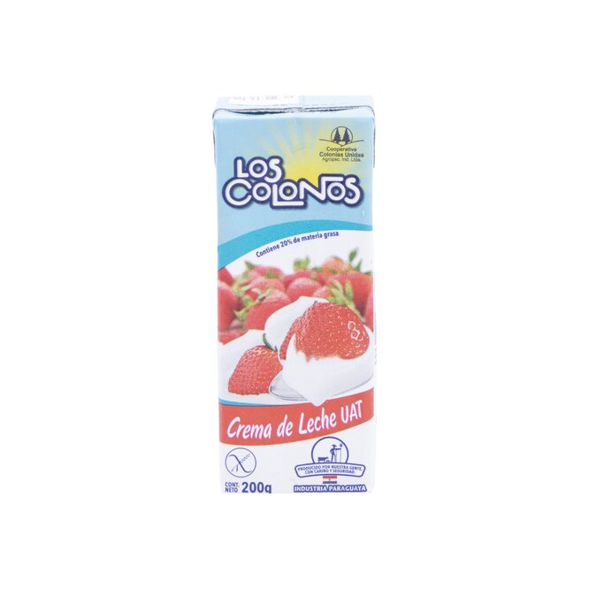 Crema de leche uat tetra Los Colonos 200 gramos