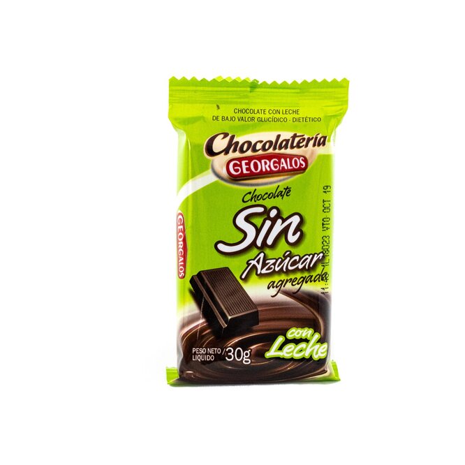 CHOCOLATE con LECHE SIN AZUCAR GEORGALOS 30 gramos