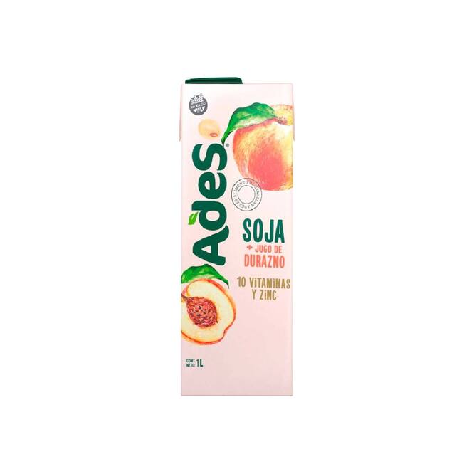 Jugo de soja sabor durazno tetra Ades 1 litro