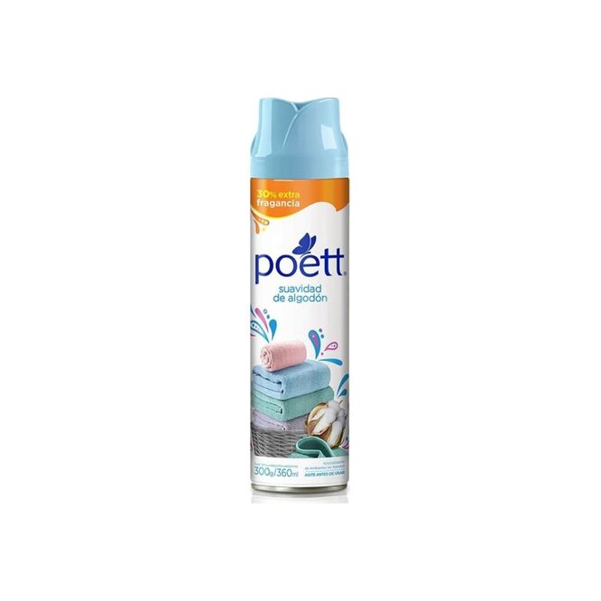 Desodorante de ambiente aroma suavidad de algodón en aerosol Poett 360 ml