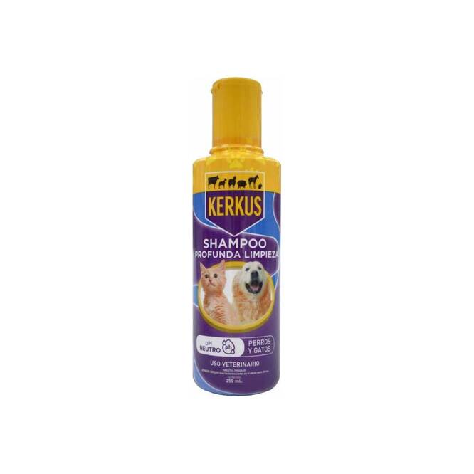 Shampoo para perros y gatos limpieza profunda en frasco Kerkus 250 ml