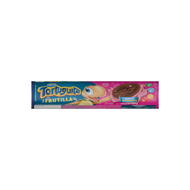 Galletitas de chocolate rellenas con crema de frutilla Tortuguita 120 gramos