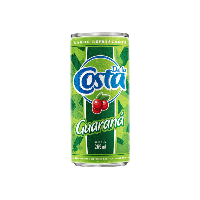Gaseosa sabor guaraná lata De La Costa 269 ml