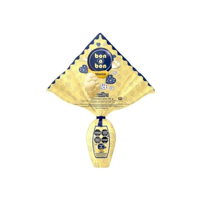 Huevo de pascua de chocolate blanco Bon o Bon 70 gramos