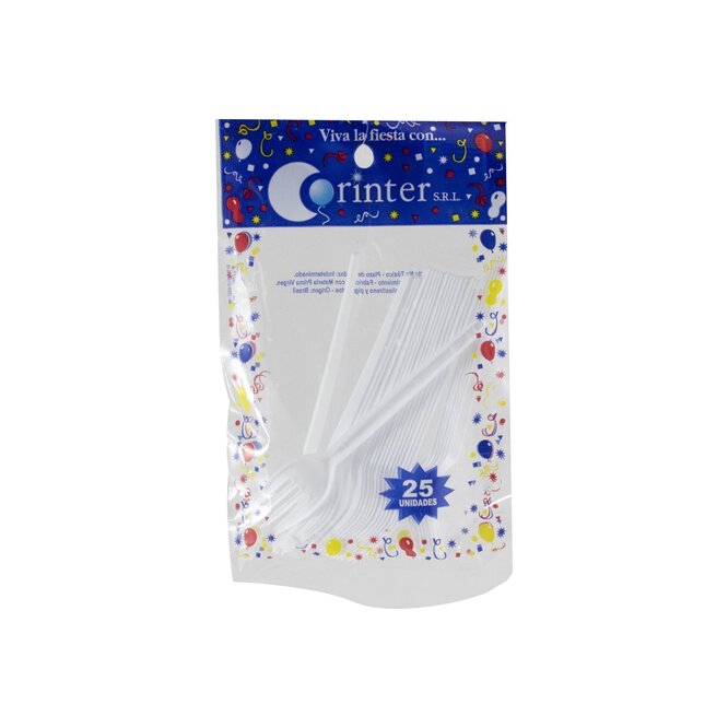 Tenedor blanco paquete Corinter 25 unidades
