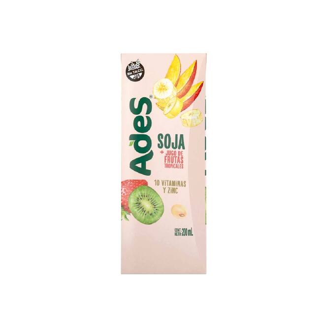 Jugo de soja frutas tropical Ades 200 ml