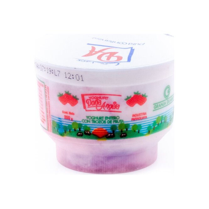 Yoghurt entero con trozos de frutilla pote Doña angela 200 ml