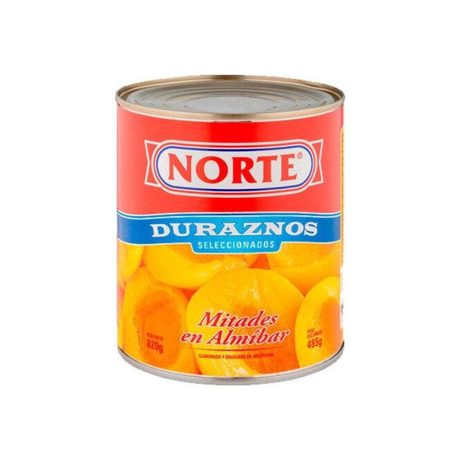 Durazno en almíbar lata Norte 820 gramos