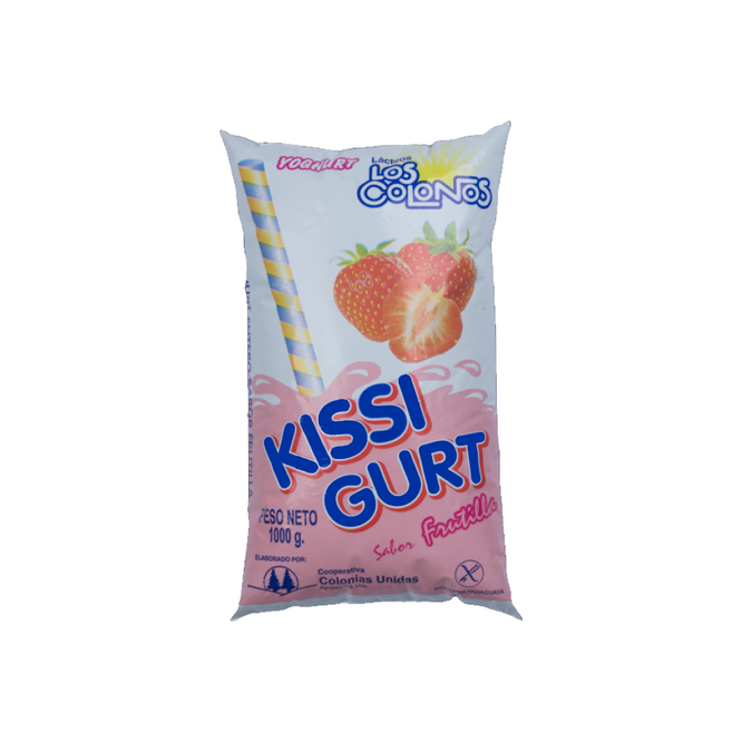 Yoghurt entero sabor frutilla sachet Los colonos 1 litro