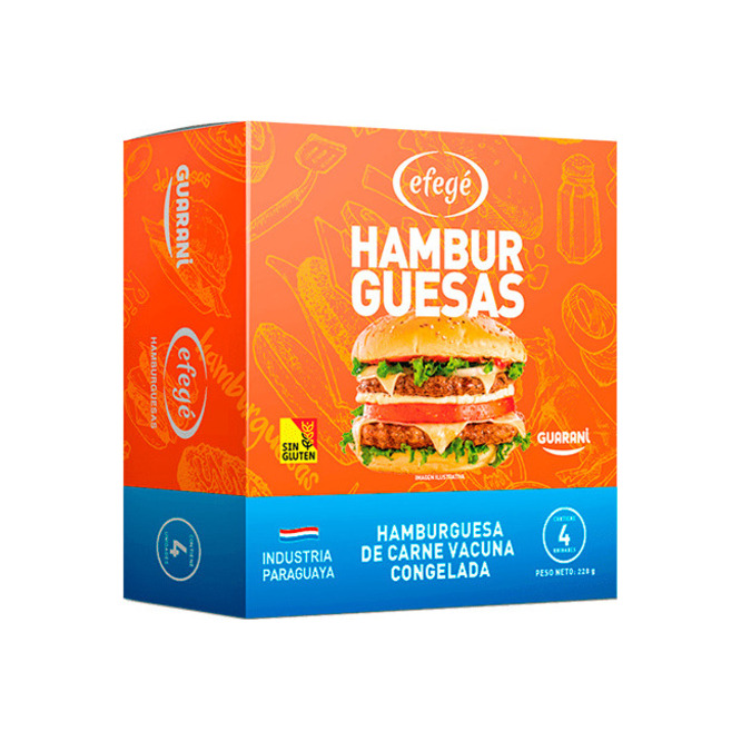 Hamburguesa de carne vacuna caja Efege 4 unidades