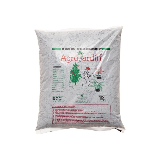 Abono para jardín humus de lombriz en paquete Agrojardín 1 kilo