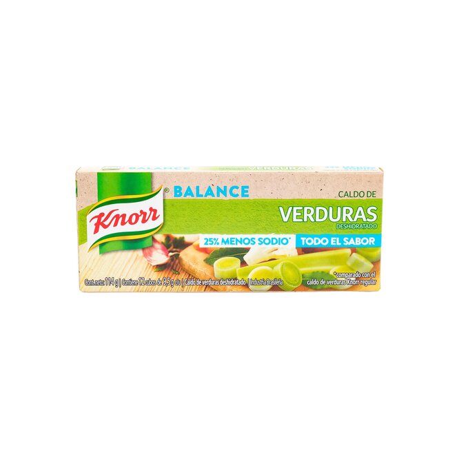 CALDO D/VERDURAS MENOS SODIO KNORR 114GR