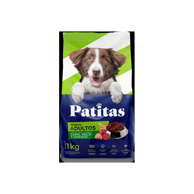 Alimento para perros adultos sabor carne y pollo Patitas 1 kilo