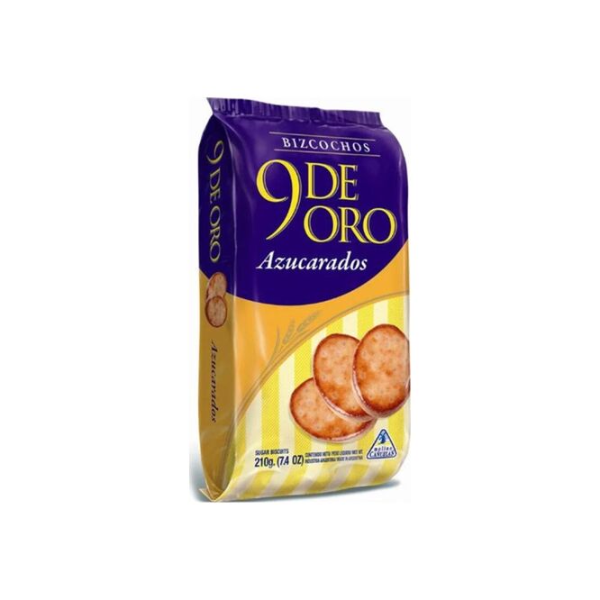 Bizcochos Azucarados en bolsa 9 de Oro 210 gramos