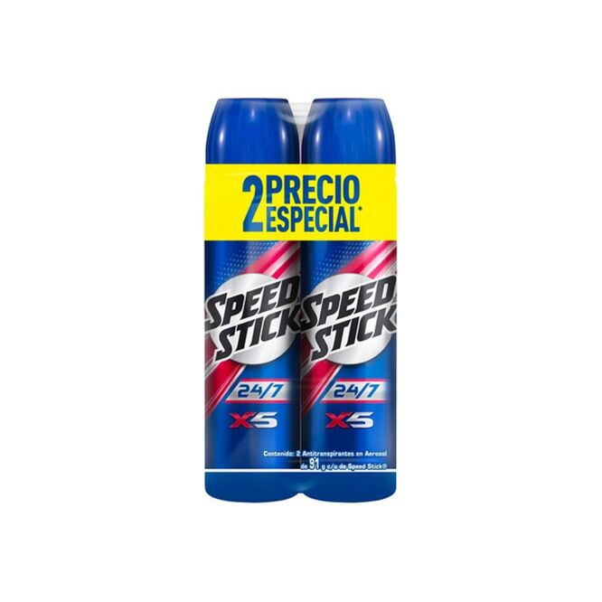 Desodorante antitranspirante x5 activo en aerosol Speed Stick 2 unidades