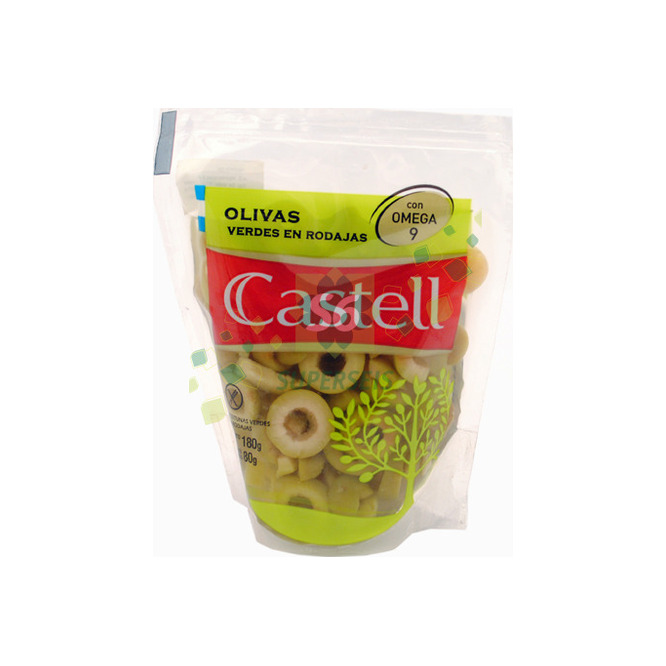 Aceitunas verdes en rodajas en doy pack Castell 80 gramos