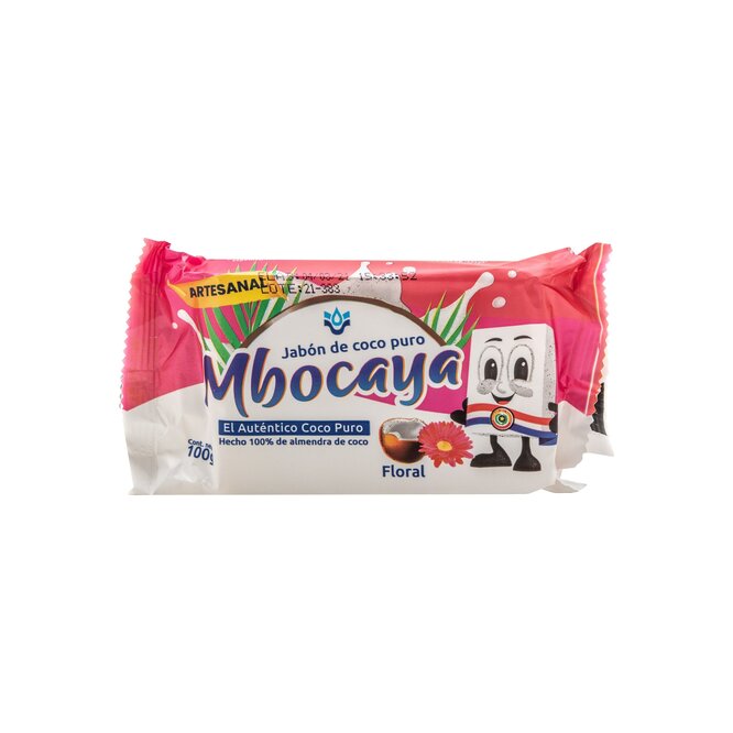 Jabón de coco puro floral barra Mbocayá 100 gramos