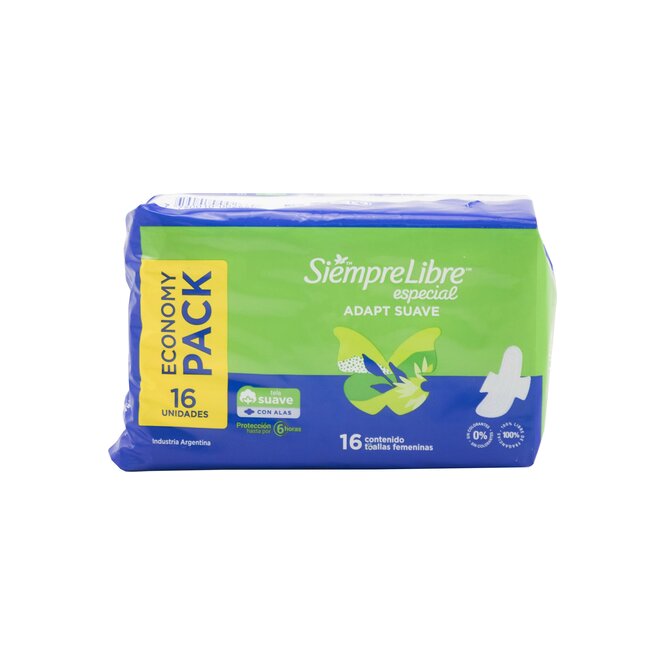 Toalla femenina especial suave Siempre Libre 16 unidades