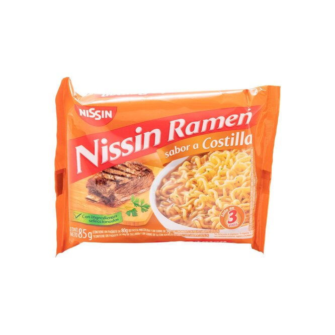 Fideo Ramen Precocido Sabor a Costilla Nissin 85 gramos