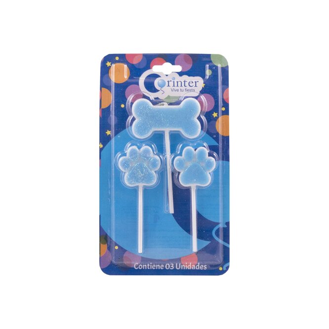 Vela pet kit azul Corinter 1 unidad