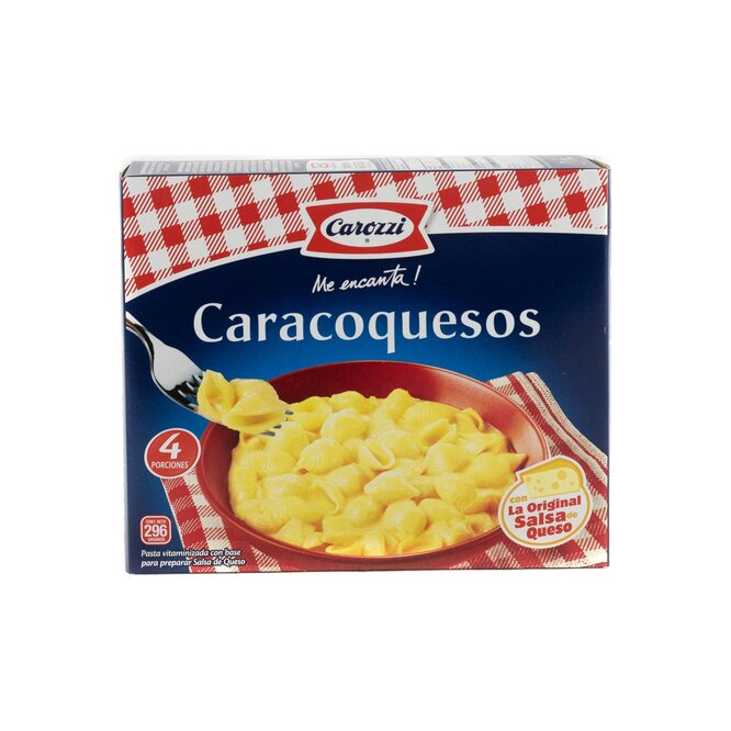 Fideo Caracoquesos en paquete Carozzi 296 gramos