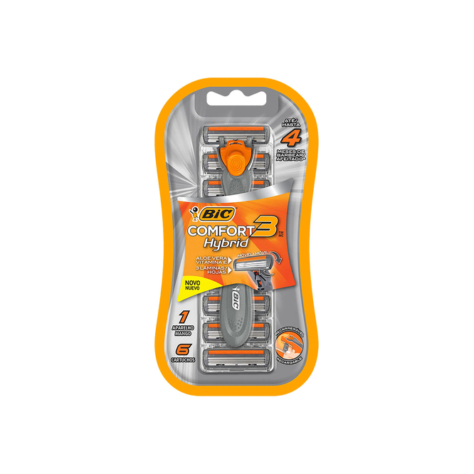 Máquina de afeitar Comfort 3 hybrid 6 cartuchos Bic