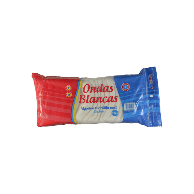 Algodón hidrófilo en zig-zag premium bolsa Ondas Blancas 100 gramos