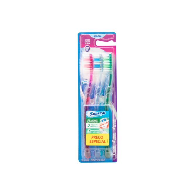 Cepillo dental adulto Sorriso 3 unidades