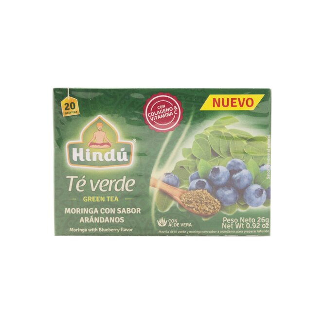Té verde moringa con sabor arándanos Hindu 20 unidades