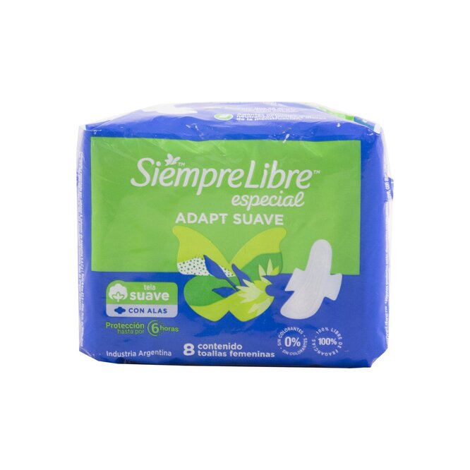 Toallas femeninas adaptable suave Siempre Libre 8 unidades