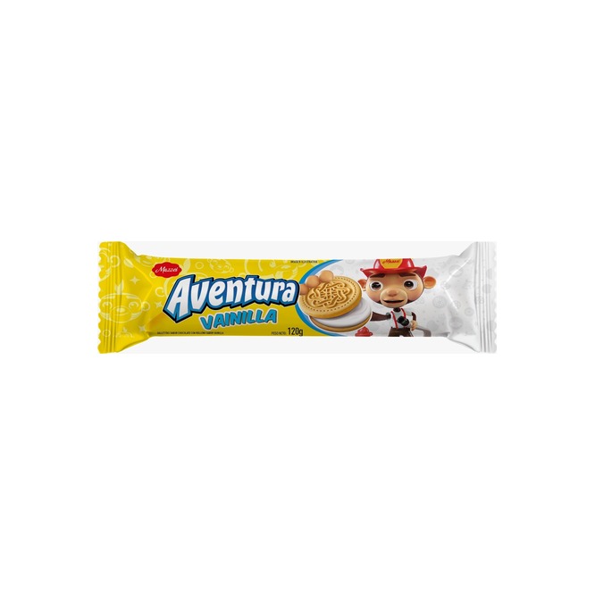 Galletitas rellenas sabor vainilla paquete Aventura Mazzei 120 gramos