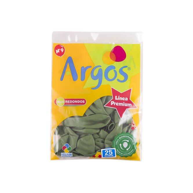 Globos diseño vintage musgo Nro 9 en paquete Argos 25 unidades