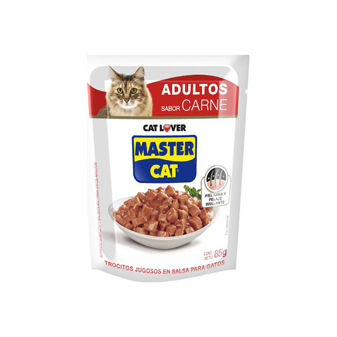 Alimento para gato adulto sabor carne en sachet Master Cat 85 gramos