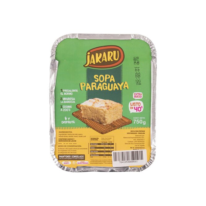 Sopa paraguaya congelada Jakaru 750 gramos