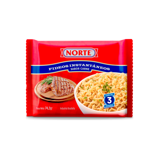 Fideos instantáneo sabor carne paquete Norte 74 gramos