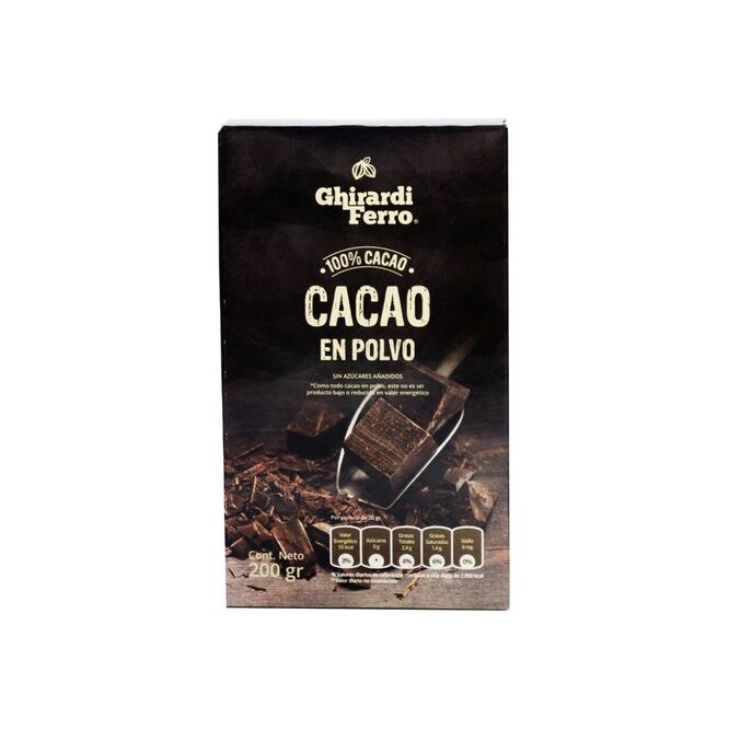 Cacao en Polvo en paquete Ghirardi Ferro 200 gramos