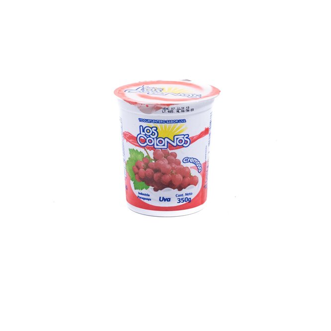Yogurt entero sabor uva pote Los colonos 350 ml