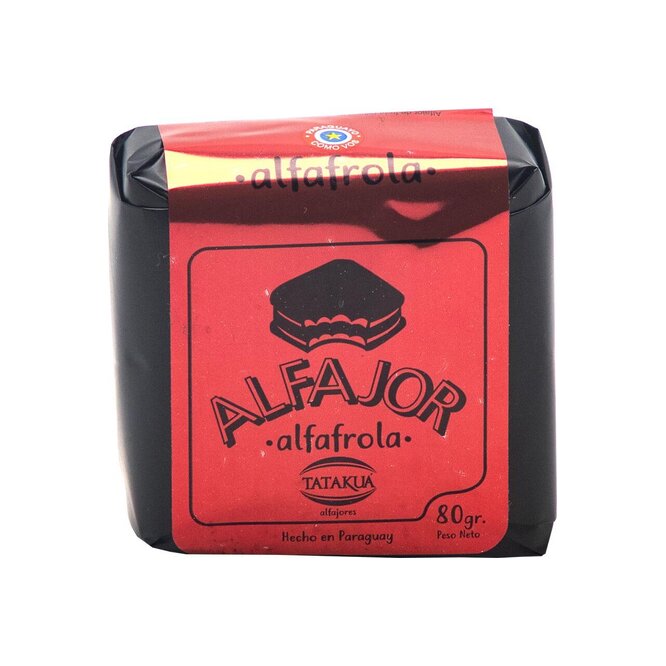 Alfajor artesanal alfafrola en paquete Tatakua 80 gramos