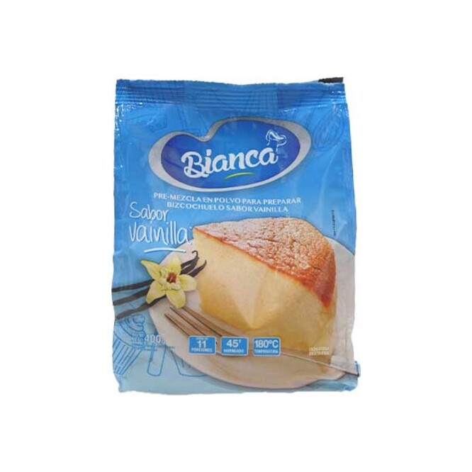 Polvo para bizcochuelo sabor vainilla paquete Bianca 400 gramos