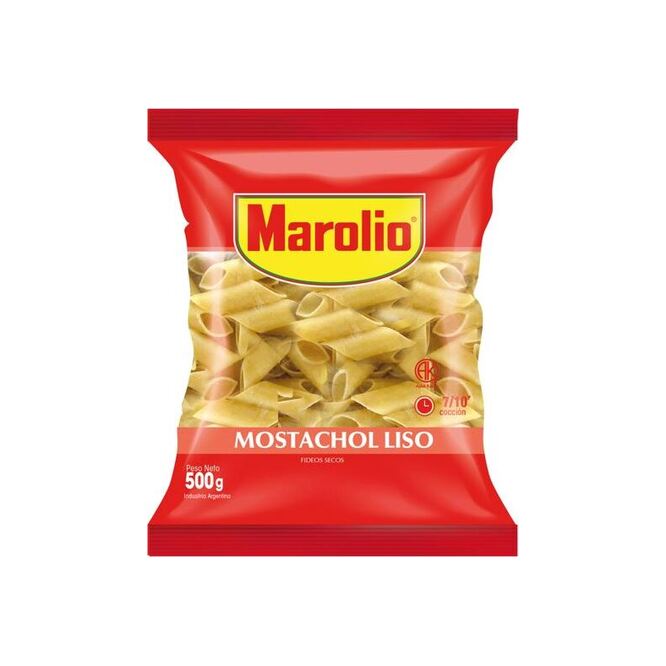 Fideo mostachol liso en paquete Marolio 500 gramos