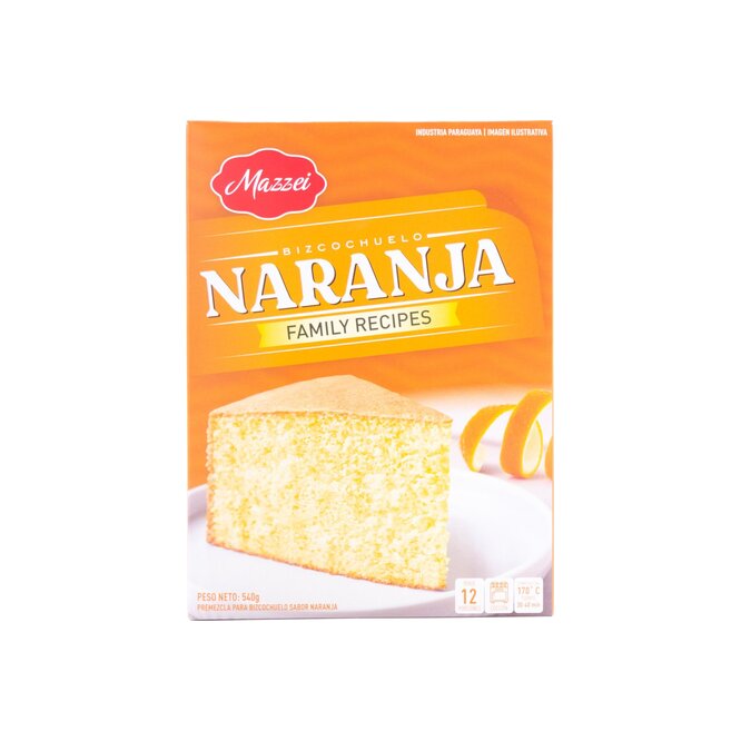 Premezcla para bizcochuelo sabor naranja paquete Mazzei 540 gramos