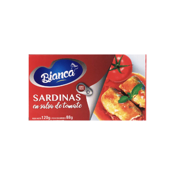 Sardina en salsa de tomate lata Bianca 120 gramos