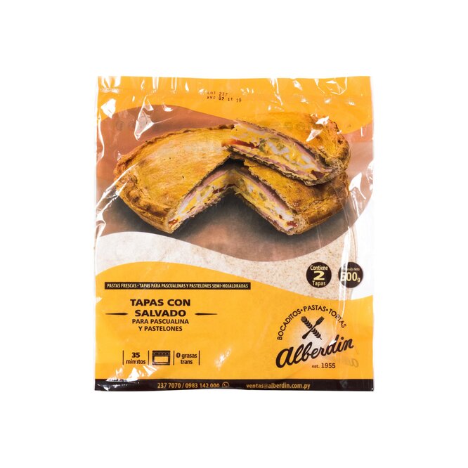 Tapa para pacualina salvado semi hojaldrada Alberdin 500 gramos