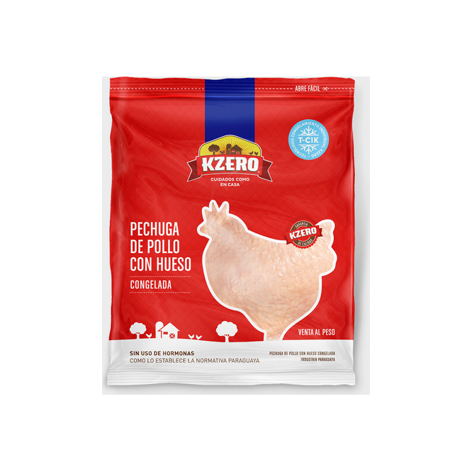 Pechuga de pollo con hueso congelada en paquete Kzero por kilo