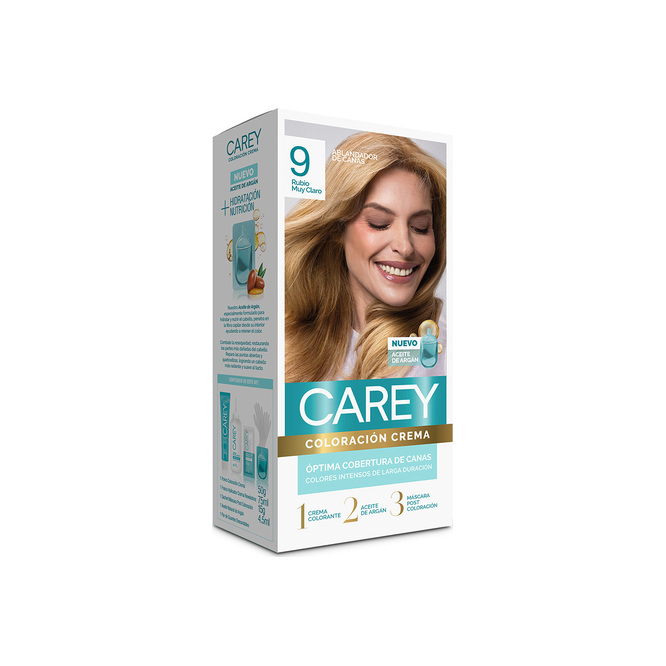 Kit coloración crema rubio muy claro N° 9 Carey 1 unidad